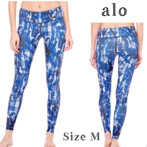 ALO Yoga Airbrush Full length Legging Snakeskin Python Print Deep Electric Blue - Picture 1 of 9